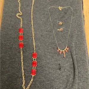 Vintage necklace sets in red and gold! Retro fun to add to any outfit!